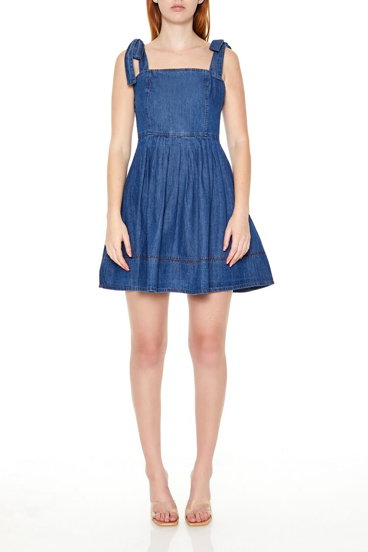 Denim Fit & Flare Mini Dress