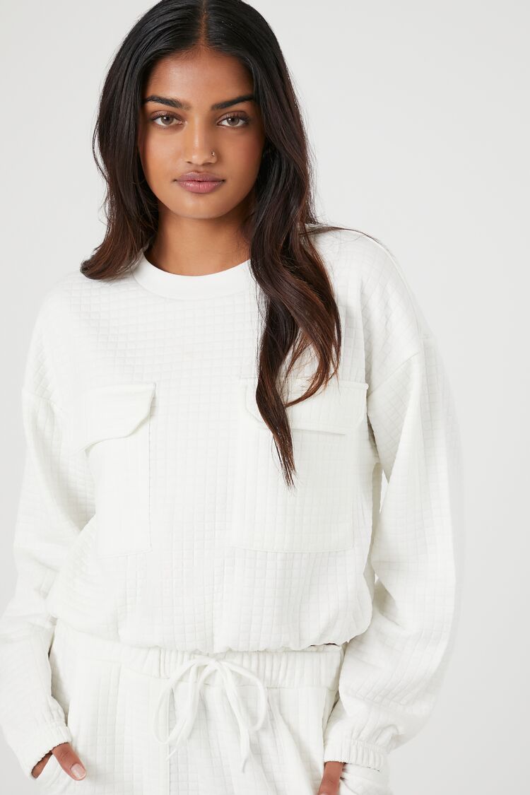 Waffle Knit Pocket Pullover