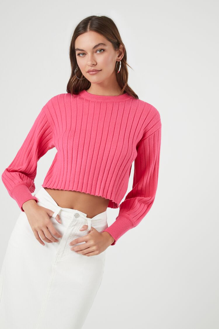 Cropped Rib-Knit Sweater