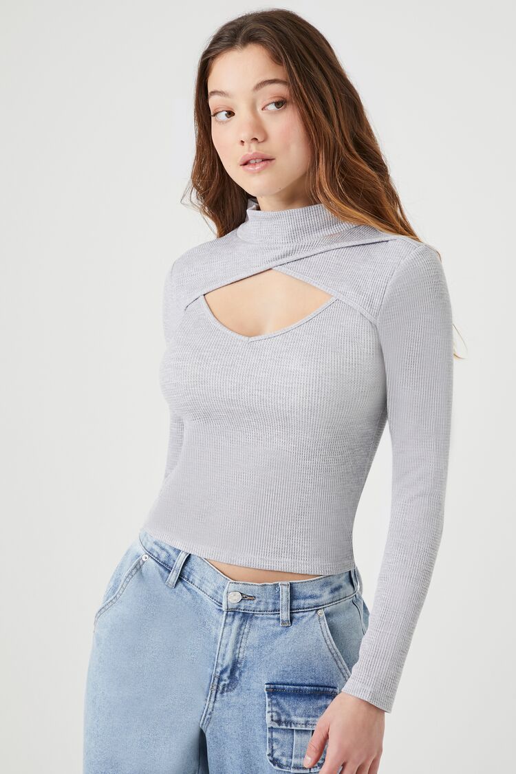 Thermal Mock Neck Cutout Top