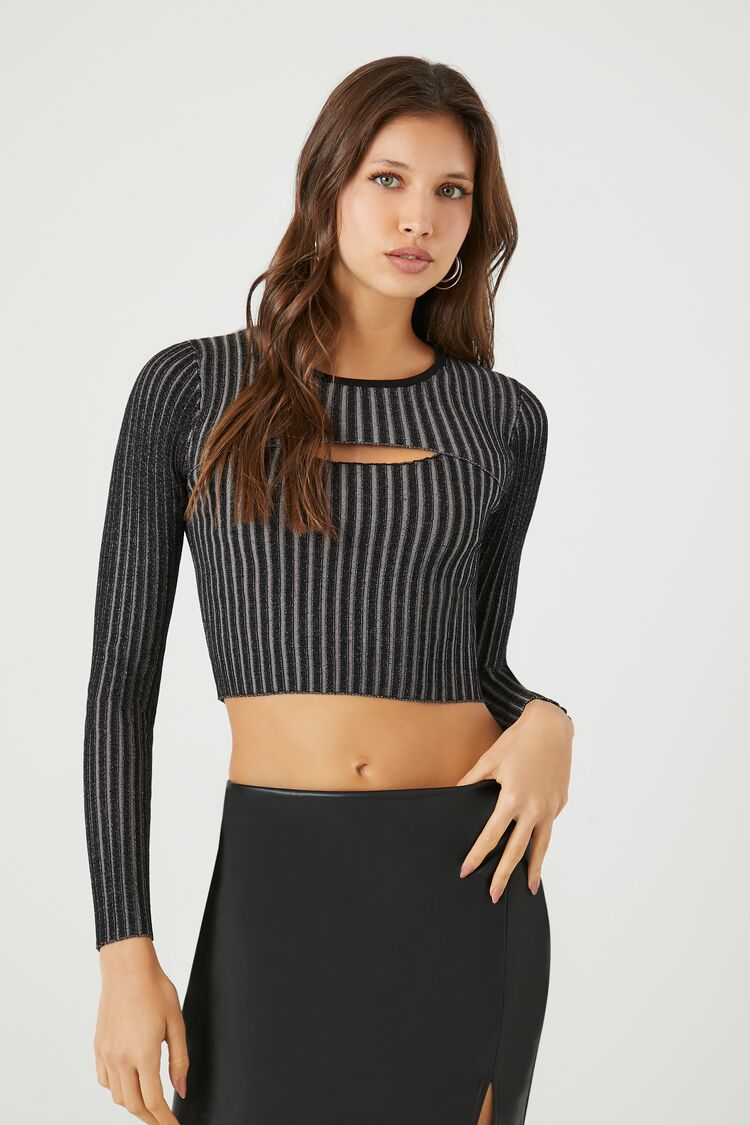 Cutout Sweater-Knit Crop Top