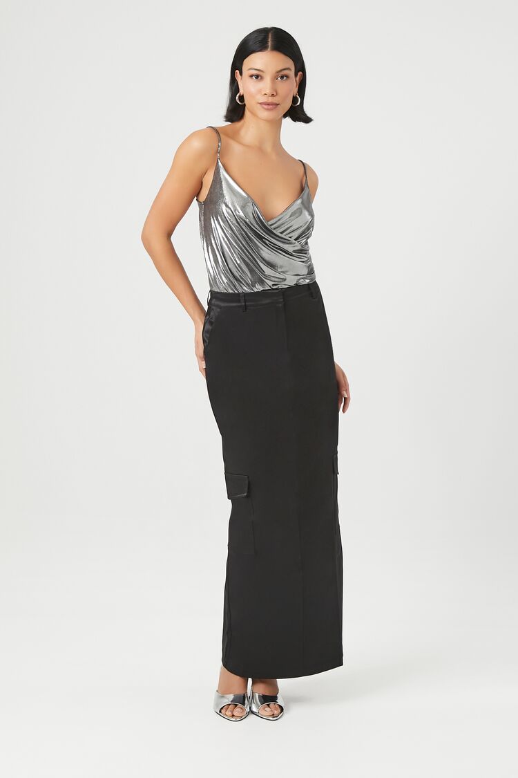 Satin Cargo Maxi Skirt