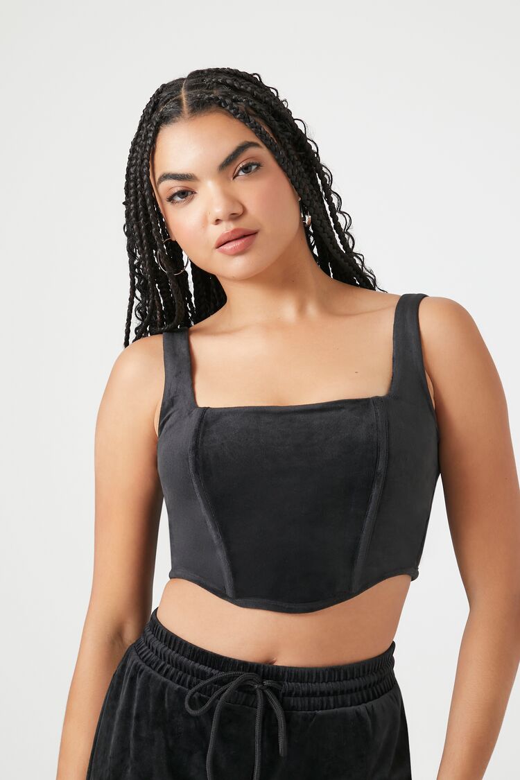 Velour Corset Crop Top