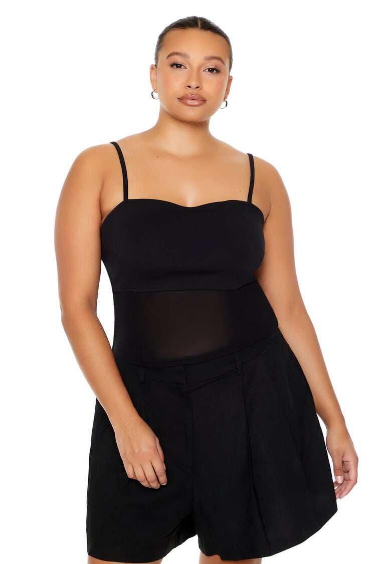 Plus Size Seamed Mesh Cami