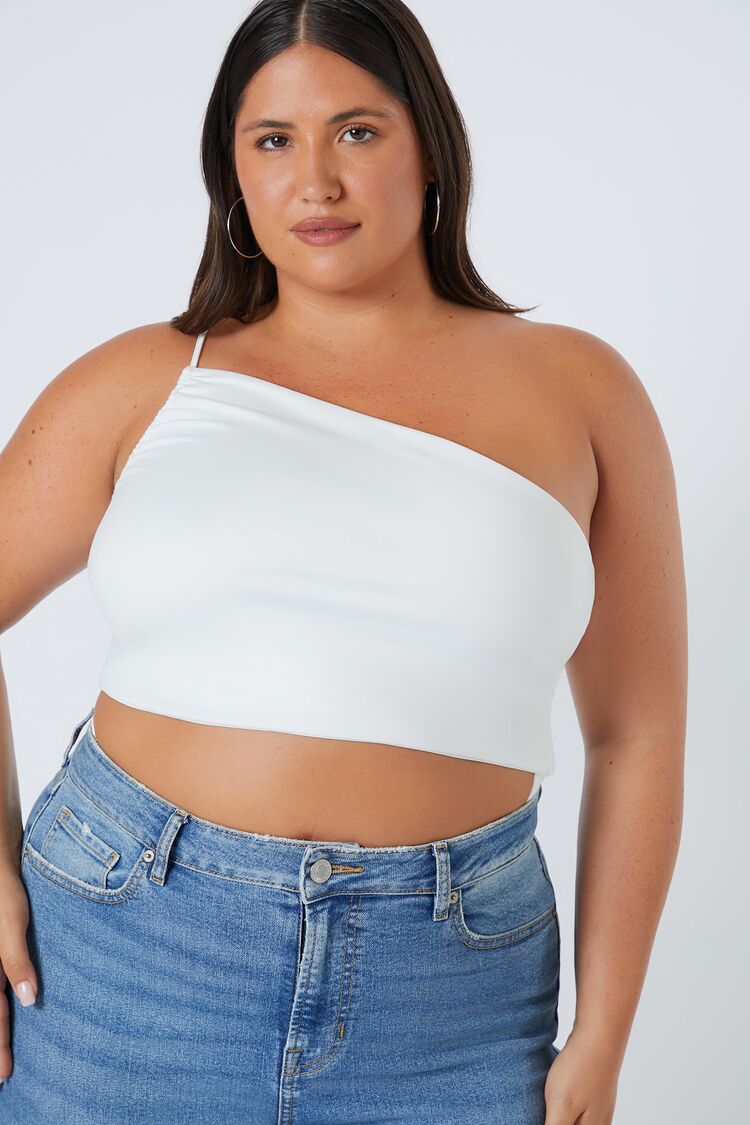 Plus Size Cutout One-Shoulder Bodysuit