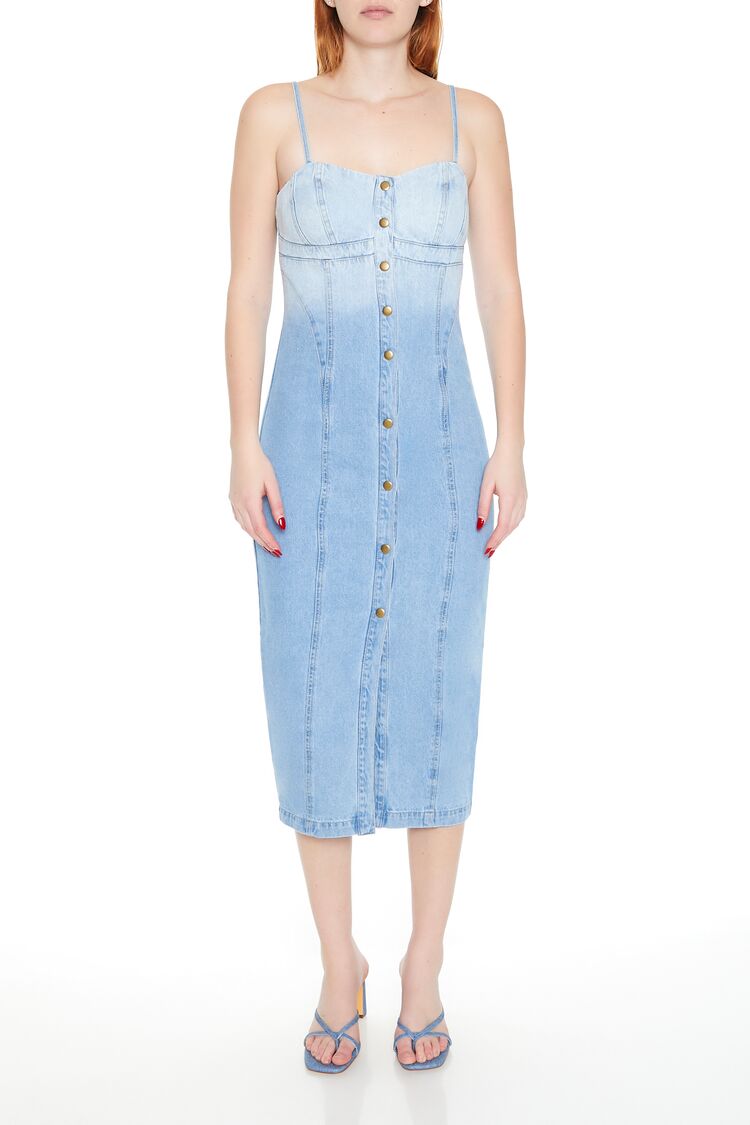 Die-Dye Denim Cami Midi Dress