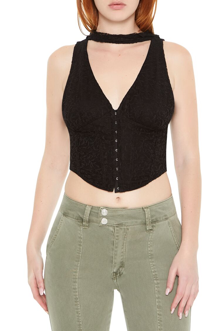 Lace Sash Corset Crop Top