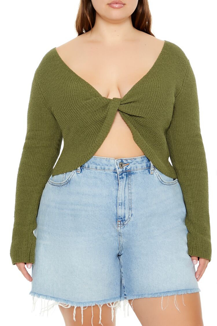 Plus Size Sweater-Knit Crop Top