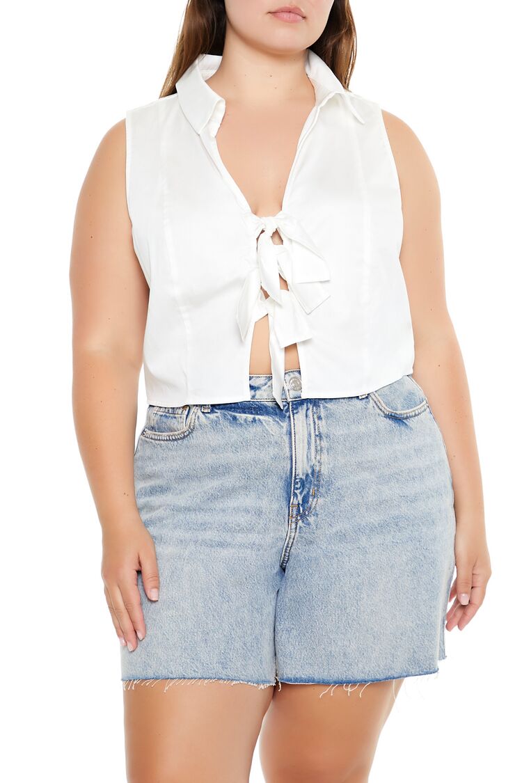 Plus Size Tie-Front Sleeveless Top