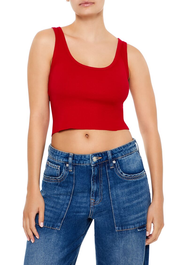 Cotton-Blend Cropped Tank Top