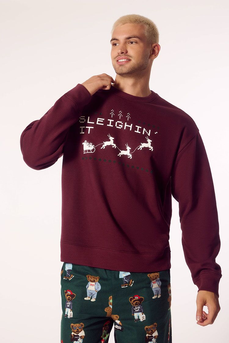 Sleighin' It Christmas Slouchy Sweatshirt - Pick Color