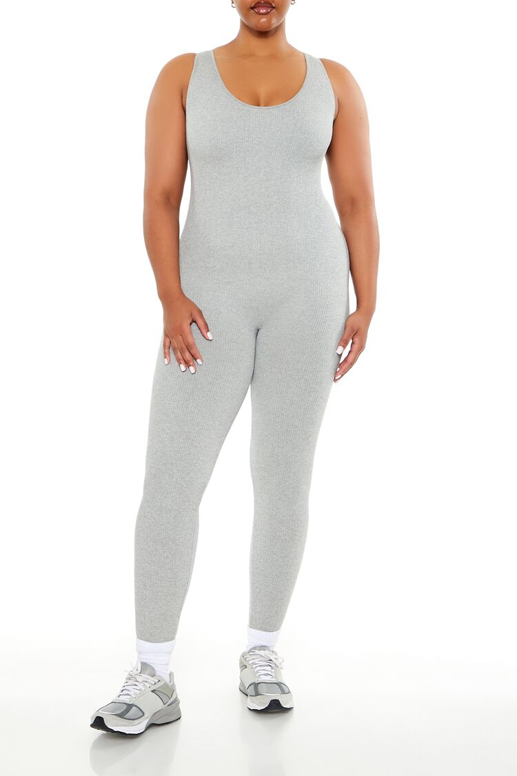 Plus Size Seamless Ribbed Jumpsuit