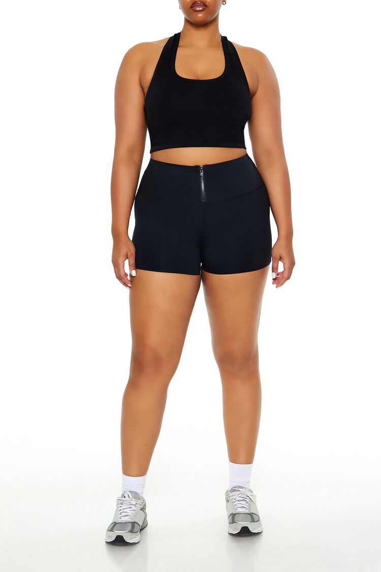 Plus Size Active Zip-Up Biker Shorts