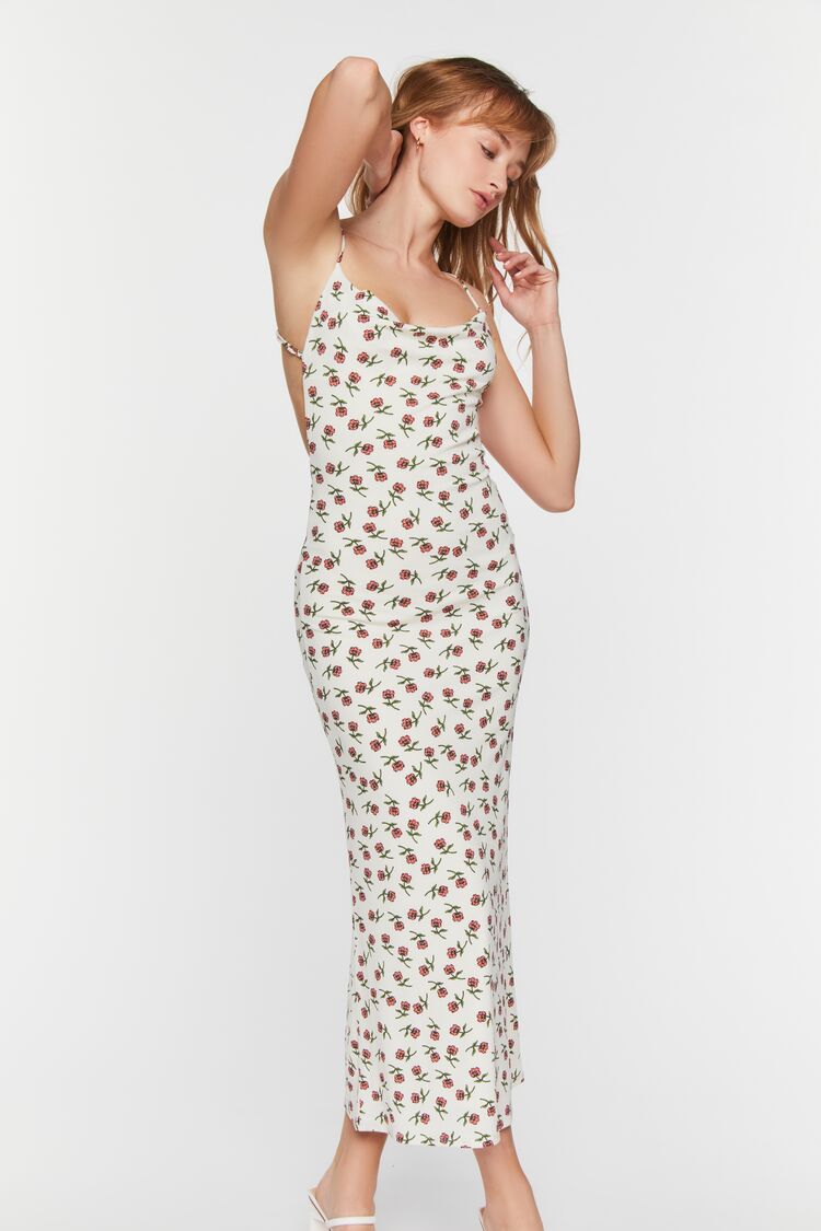 Floral Cowl Neck Crisscross Maxi Dress