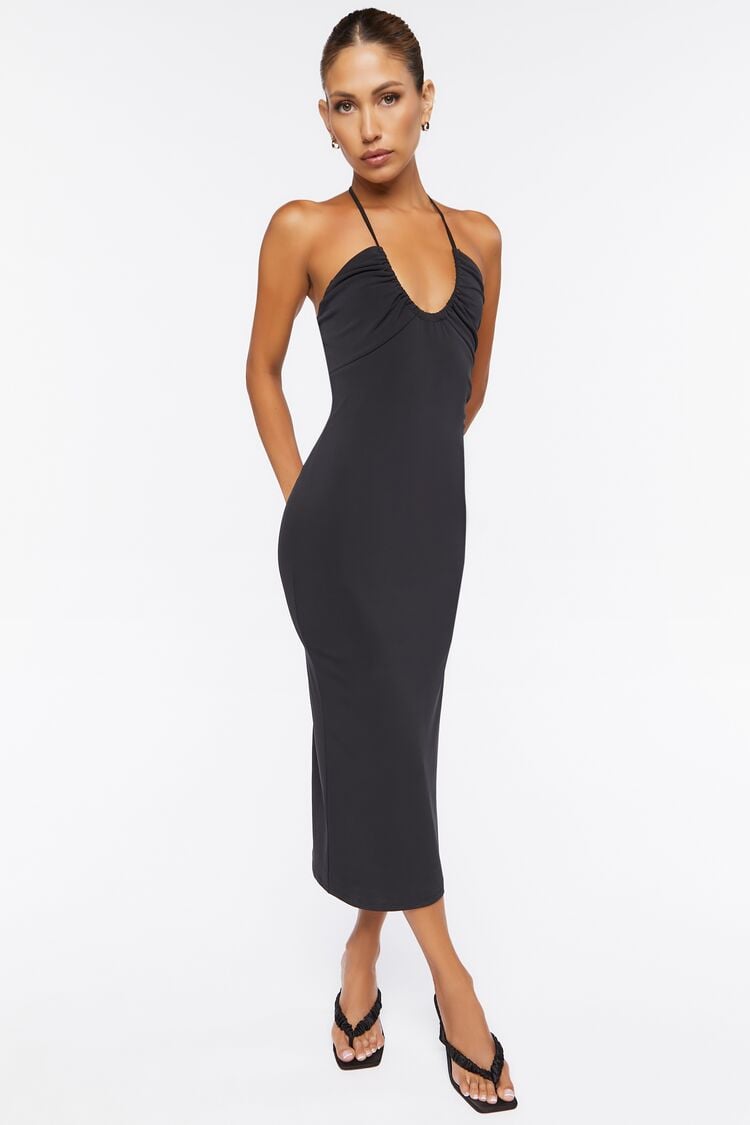 Ruched Halter Midi Dress