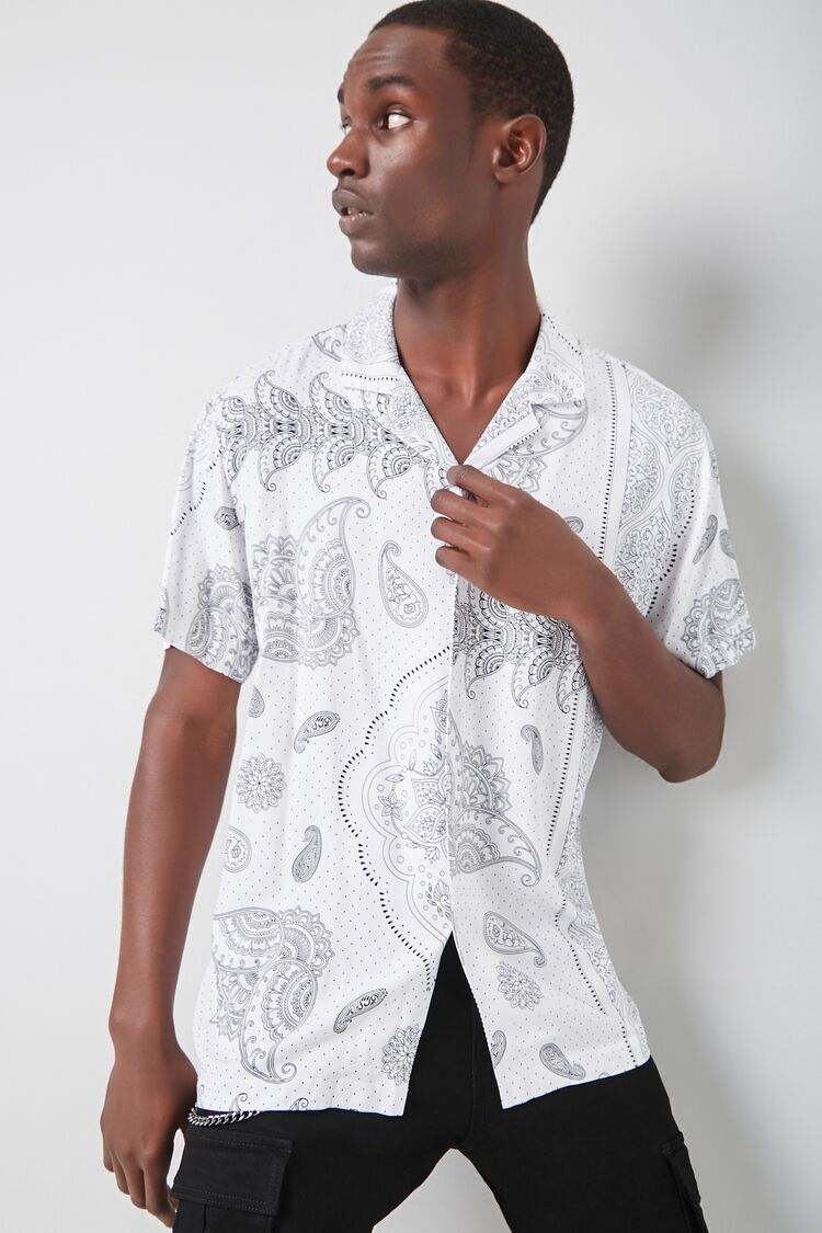 Paisley Print Button-Front Shirt