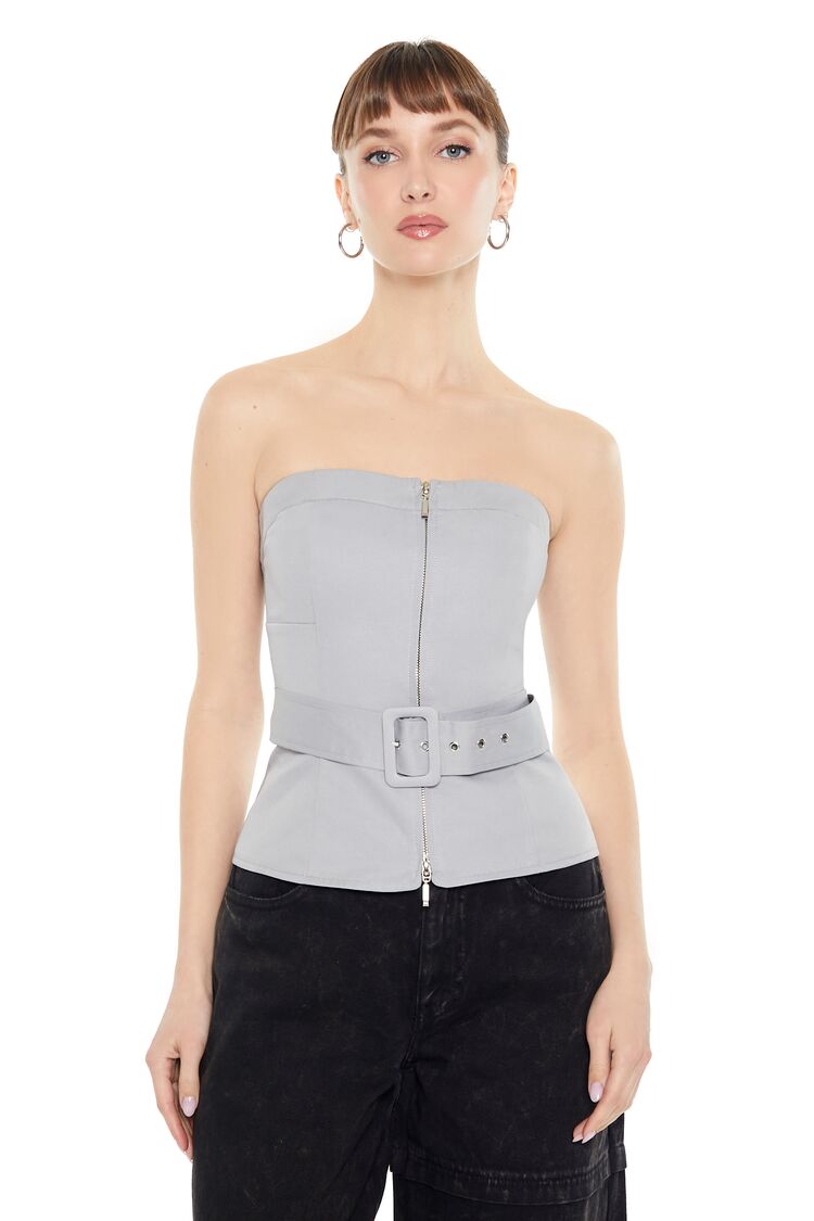 Belted Zip-Up Tube Top | Forever 21