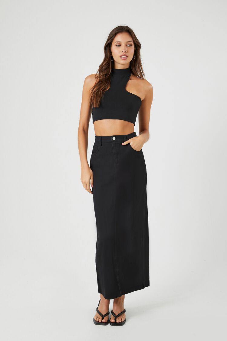 Twill Straight Maxi Skirt