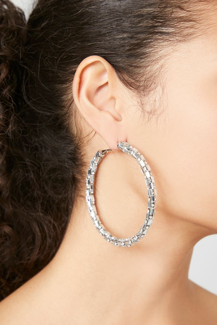 Geo Faux Gem Hoop Earrings