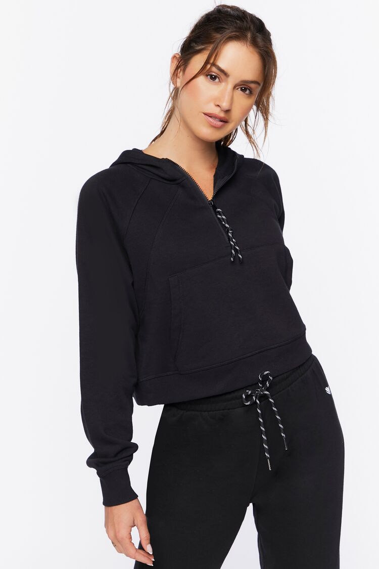 Active Cropped Half-Zip Hoodie