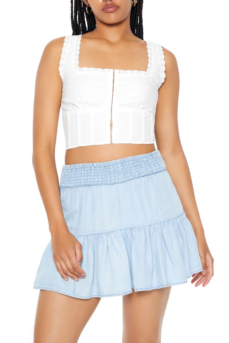 Lace-Trim Corset Crop Top