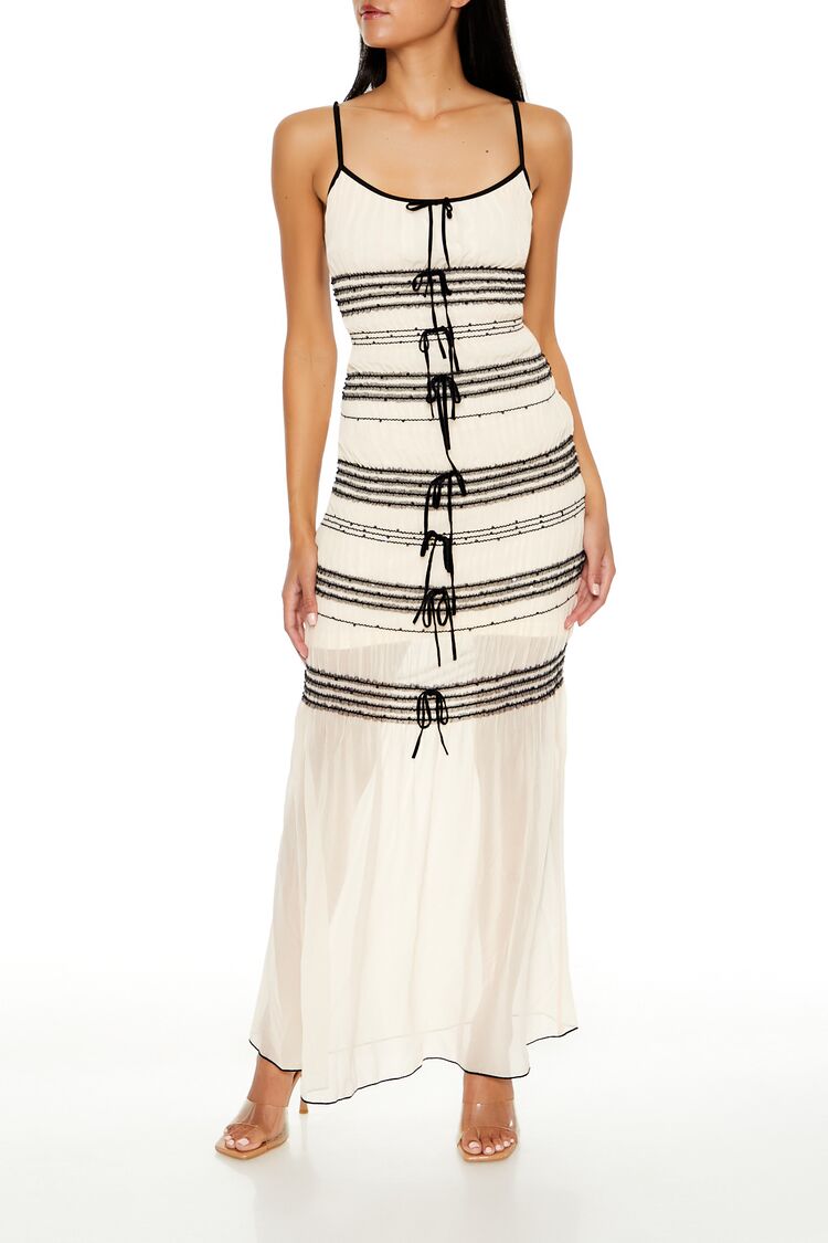 Striped Organza Cami Maxi Dress