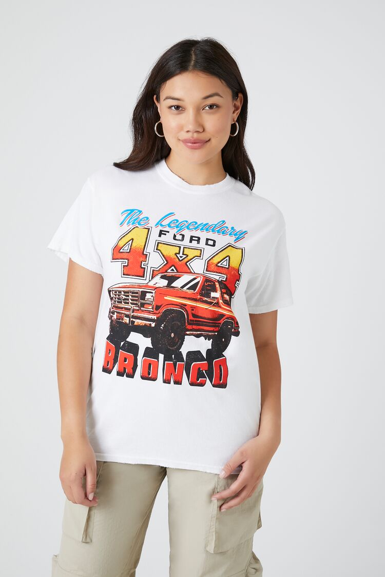 Forever 21 Women's Ford Bronco Graphic Baby T-Shirt in Cream Large