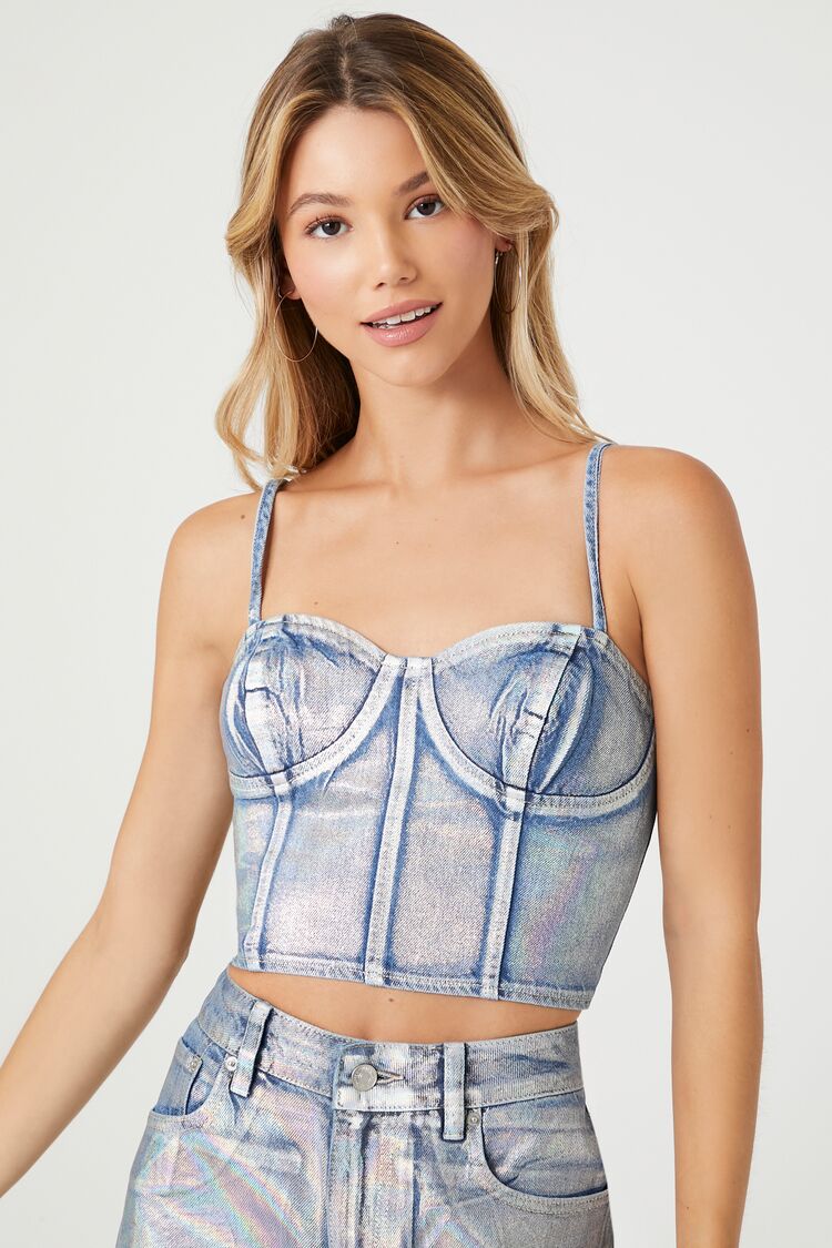 Denim Sweetheart Cropped Cami | Forever 21