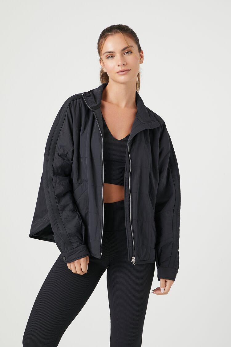 Forever 21 Women's Active Seamless Zip-Up Jacket Dark Grey