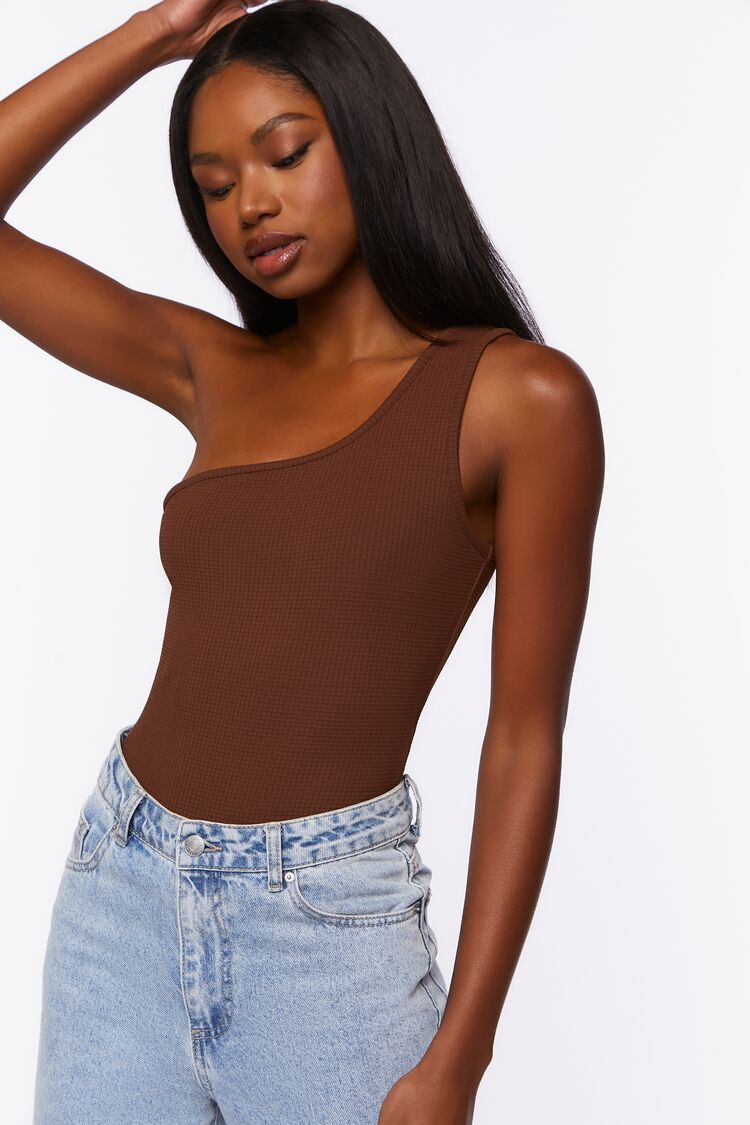 ribbed one shoulder bodysuit