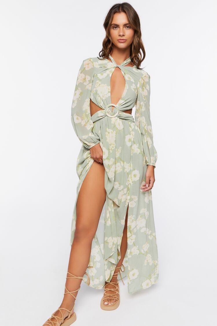 forever 21 floral cutout maxi dress