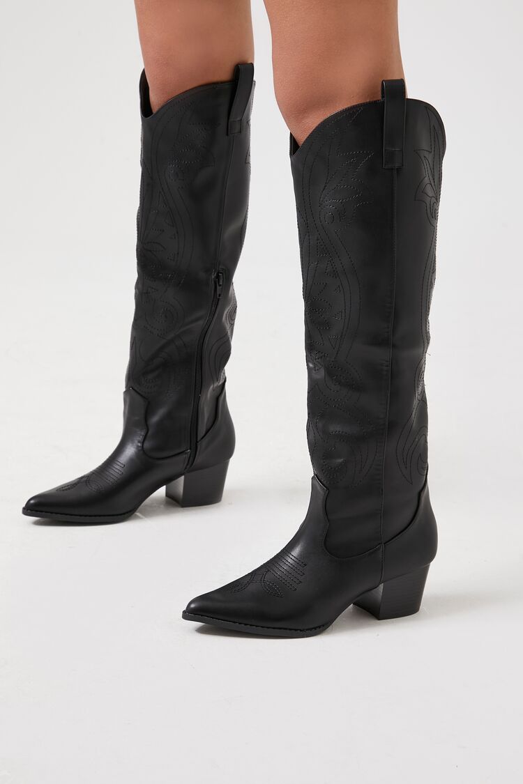 Faux Leather Cowboy Boots