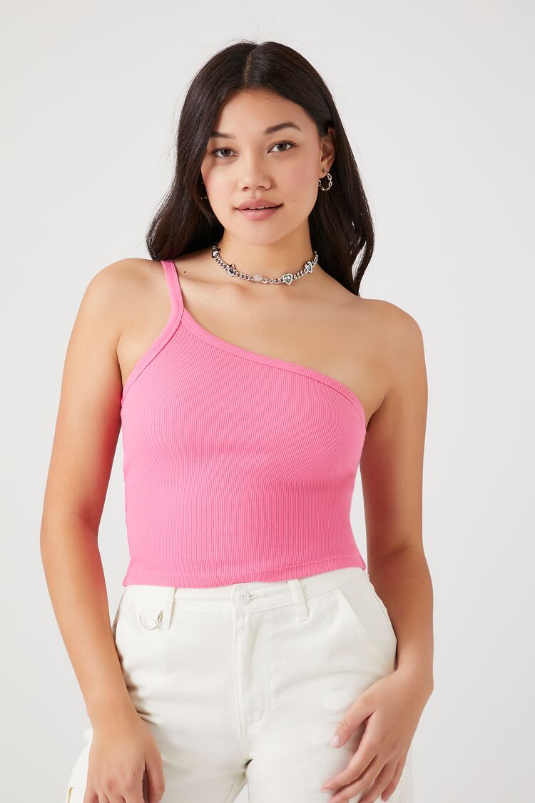 Ribbed Knit One-Shoulder Cami | Forever 21