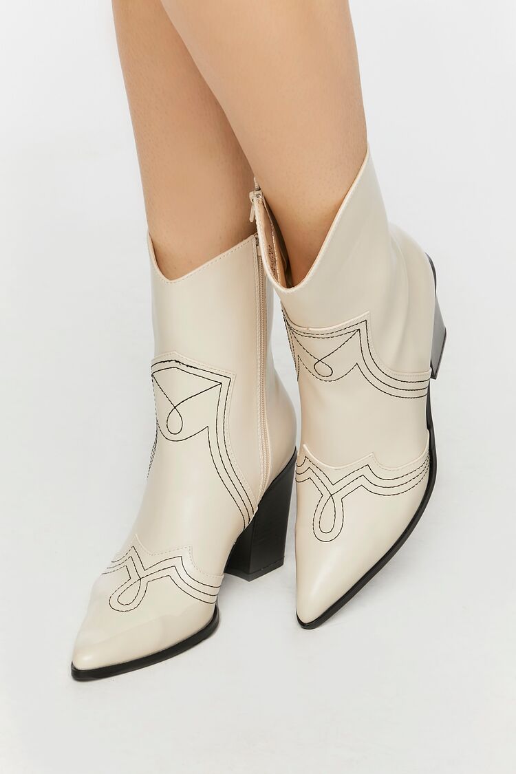 Faux Leather Contrast Cowboy Boots Forever 21