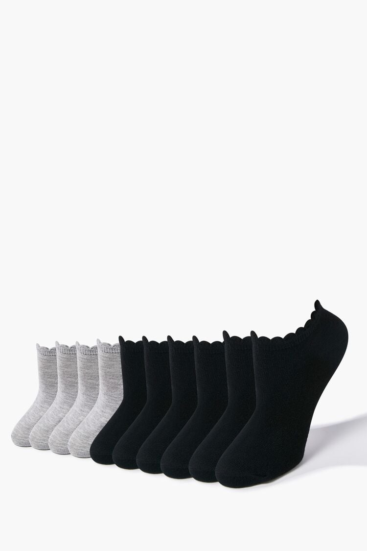 Scalloped-Trim Ankle Socks - 5 Pack