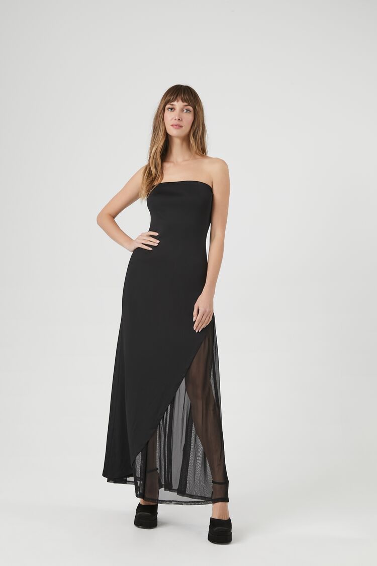 Strapless Sheer Maxi Dress