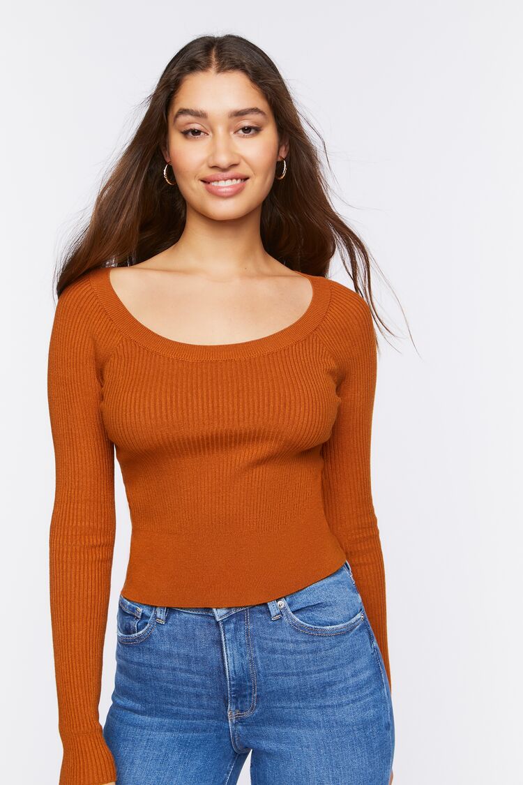 Ribbed Scoop-Neck Sweater