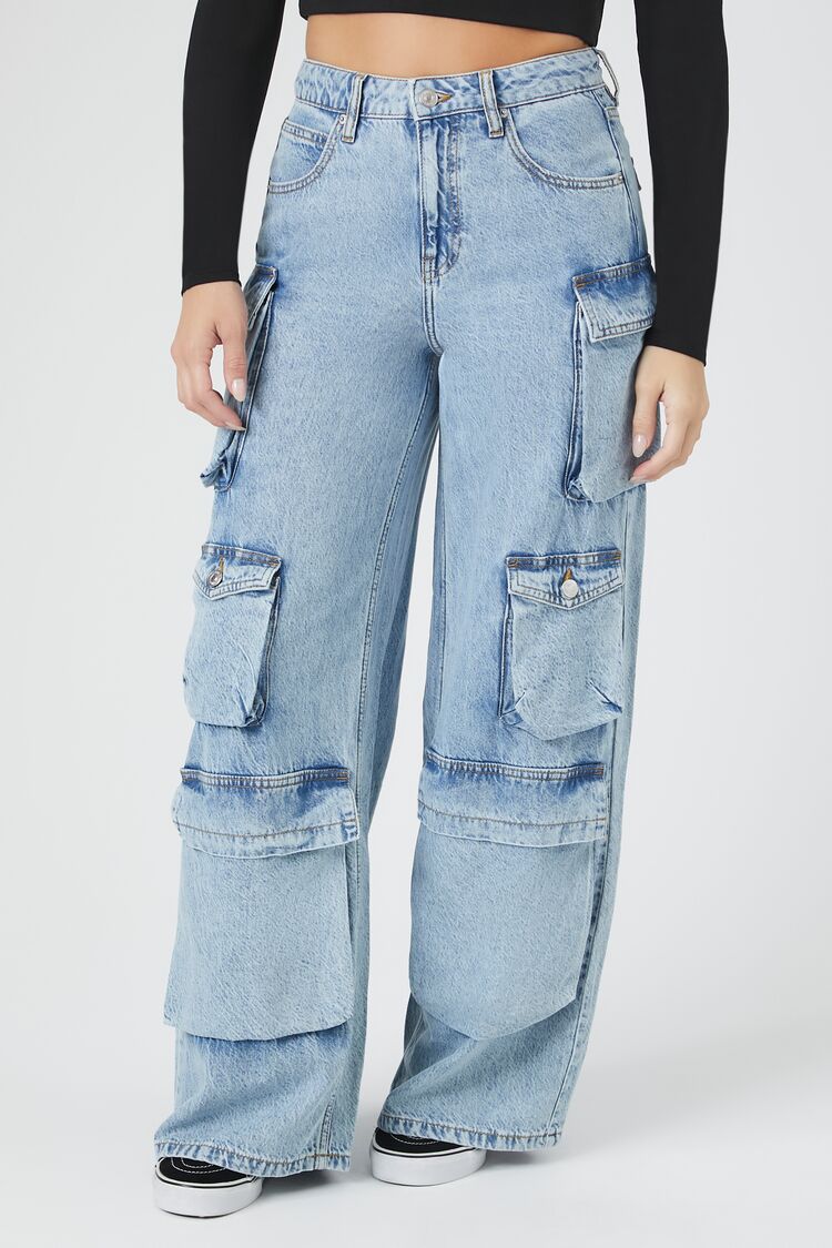 High-Rise Wide-Leg Cargo Jeans